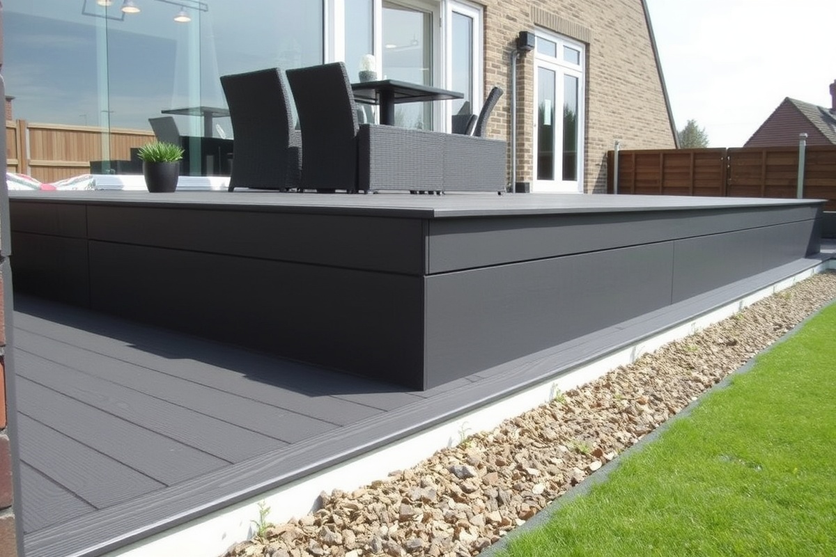 anthracite grey composite decking trim